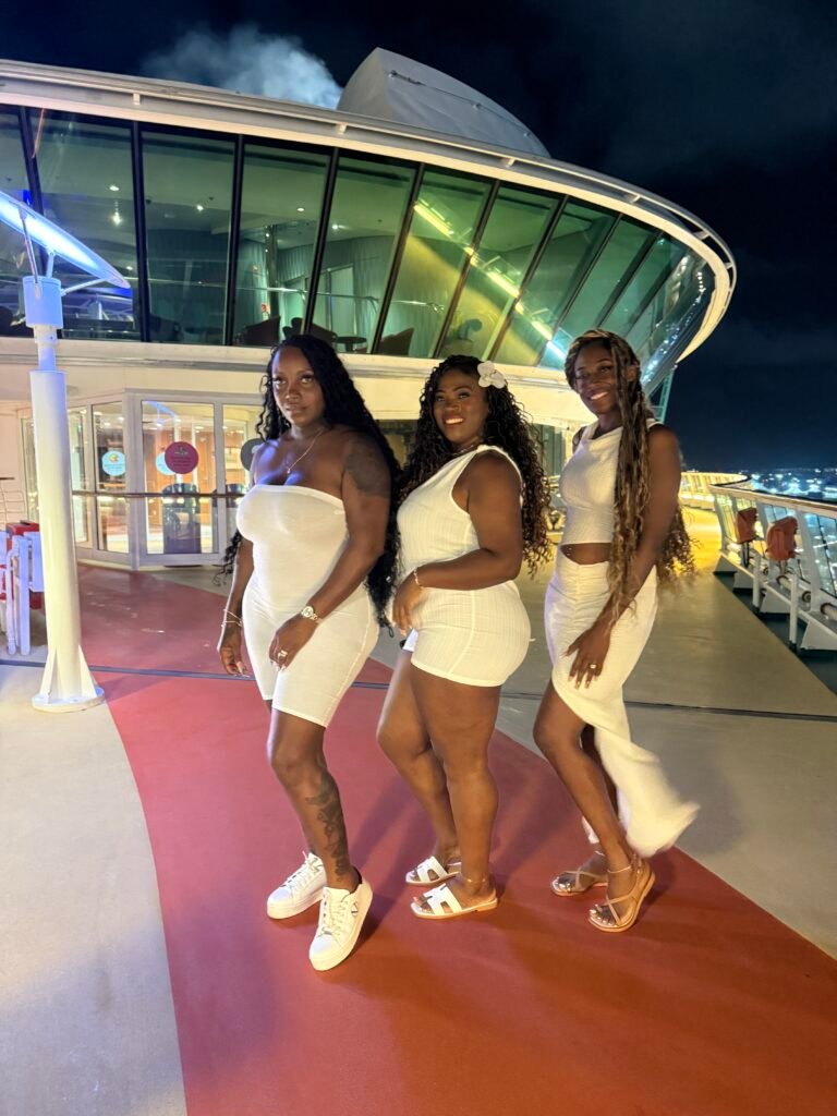 Travelers on a cruise ship deck
