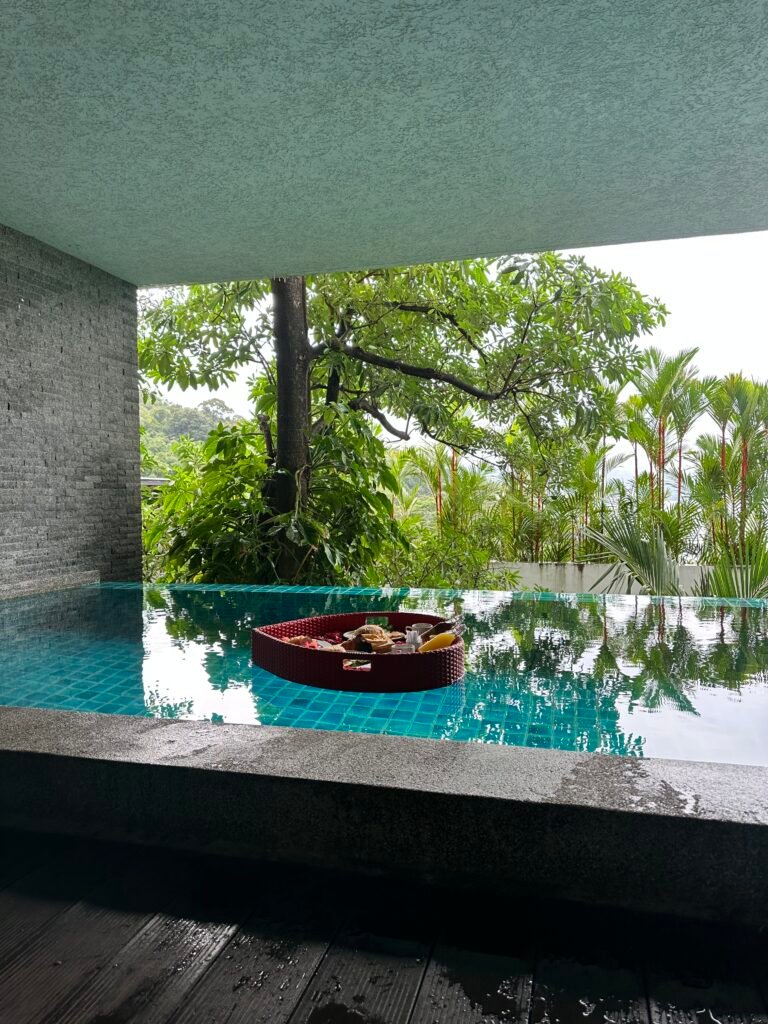 Private villa pool overlooking tropical trees
